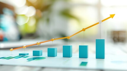 Revenue Growth  A line graph showing upward revenue trends