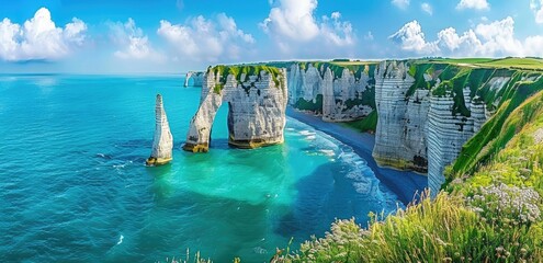 Obraz premium Etretat Cliffs, Normandy, France - Breathtaking Coastal Landscape