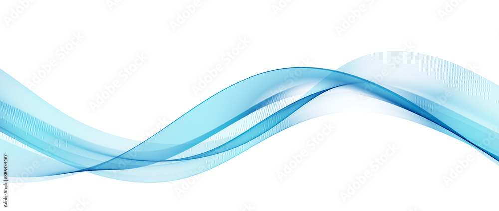 Poster Abstract Blue Wave Design Element. Glowing Smooth Wavy Line
