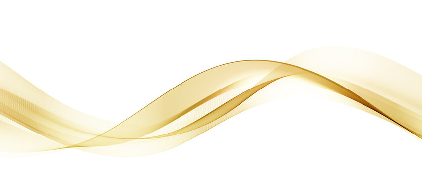 Abstract Gold Wave Design Element. Glowing Smooth Wavy Line