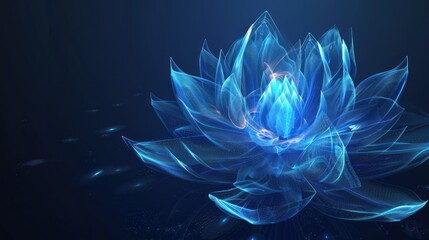 Fototapeta premium Glowing Blue Lotus in Abstract Digital Art