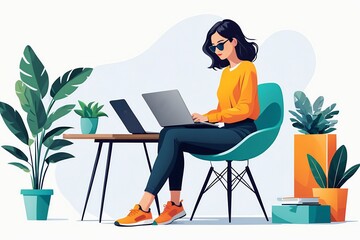 Freelancer Working Laptop