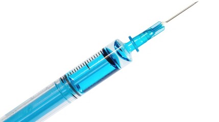 Fototapeta premium A blue syringe with a blue liquid inside