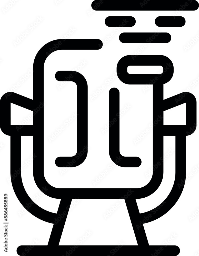 Poster simple icon of a microphone broadcasting a podcast from a radio studio