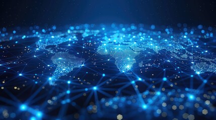 Obraz premium Global Network Connection: A Digital Map of Interconnectivity