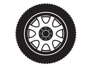 car wheel rim vector silhouette, icon, logo, monochrome, color in black and transparent for conceptual design