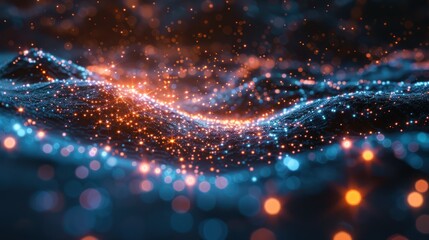 Obraz premium Abstract Glittering Blue and Orange Particle Background