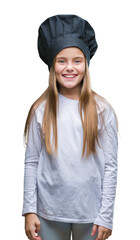 Young beautiful girl wearing chef hat uniform over isolated background with a happy and cool smile on face. Lucky person.