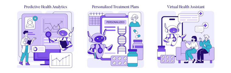 AI In Medicine. Flat Vector Illustration