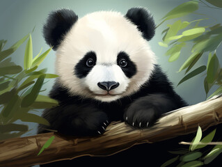 Fototapeta premium Realistic illustration animal panda