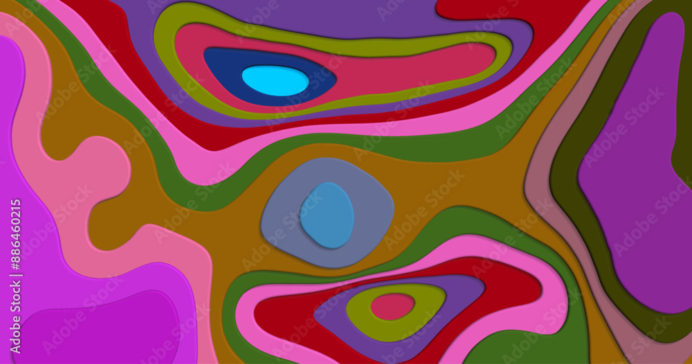 Poster multicolored banners with a three-dimensional abstract background of paper cut waves. contrast color