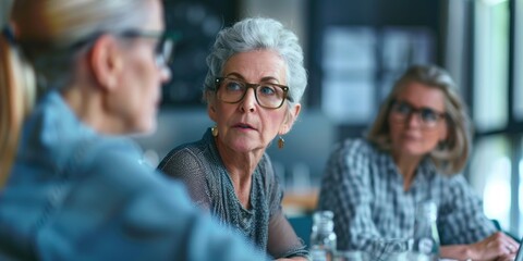 Fototapeta premium Group of women gathered around a table for discussion or meal