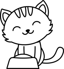 Cat Coloring Line Style 