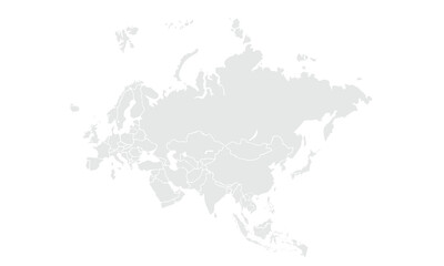 Asia map Grayscale,isolated on white background for website layouts,background,education, precise,customizable,Travel worldwide,map silhouette backdrop,earth geography, political,reports.