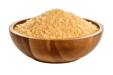 A Bowl of Golden Powdered Breadcrumbs Ready for Baking on a White or Clear Surface PNG Transparent Background