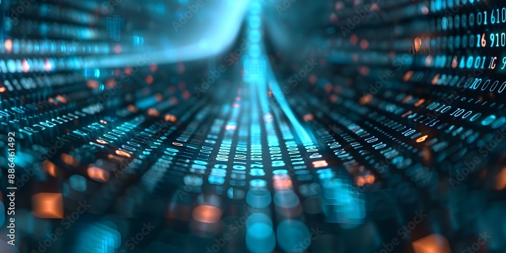 Poster abstract matrix exploring artificial intelligence in a futuristic metaverse simulation. concept arti