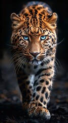 Obraz premium Golden Leopard Approaching the Camera