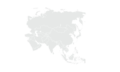Asia map Grayscale,isolated on white background for website layouts,background,education, precise,customizable,Travel worldwide,map silhouette backdrop,earth geography, political,reports.