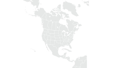 North America map Grayscale,isolated on white background for website layouts,background,education, precise,customizable,Travel worldwide,map silhouette backdrop,earth geography, political,reports.