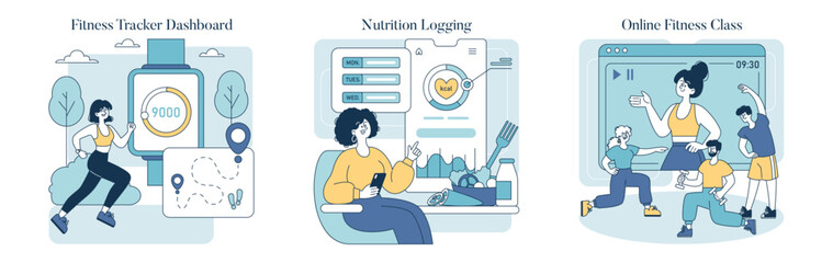 Naklejka premium Wellness Technology. Flat Vector Illustration