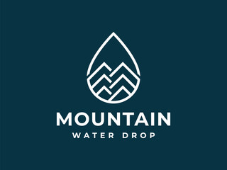 mountain drop logo vector illustration. water mountain logo template