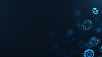 Glowing blue gears on digital grid. Configuration and settings concept with copy space.
