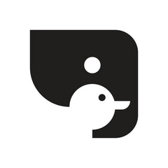 simple combination of the silhouette of an elephant's head and a duck's head logo vector