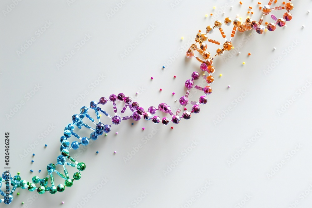 Canvas Prints human dna molecule thread on white background generative ai