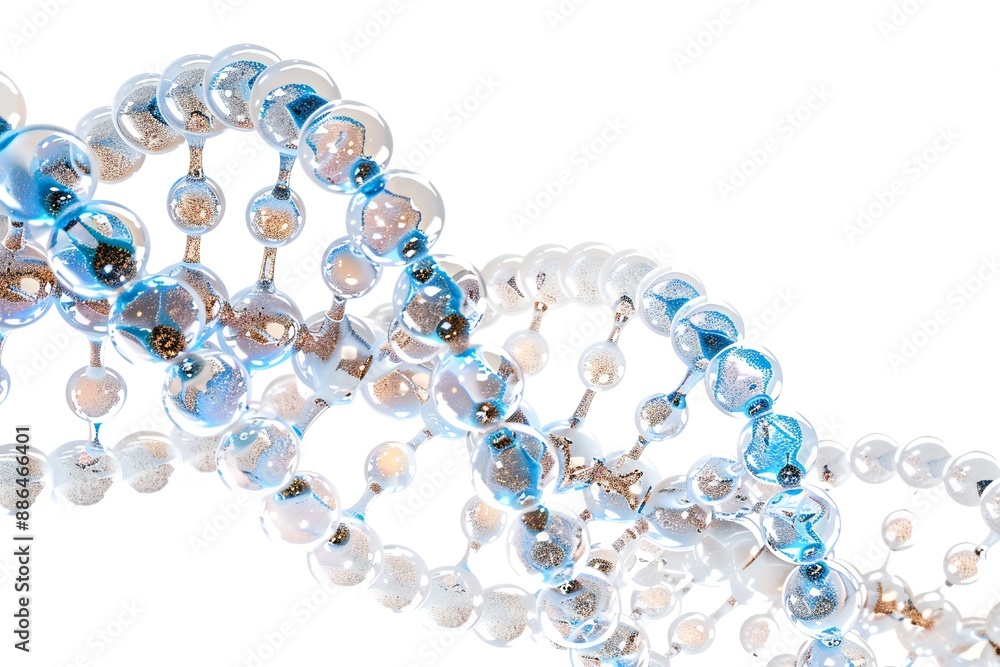Wall mural human dna molecule thread on white background generative ai