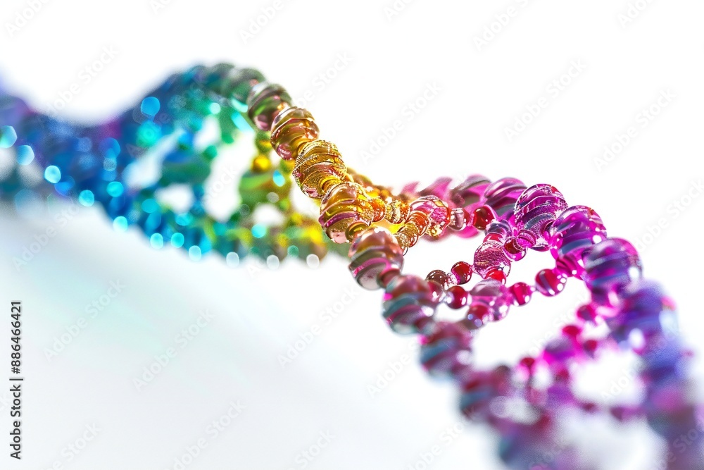Wall mural human dna molecule thread on white background generative ai