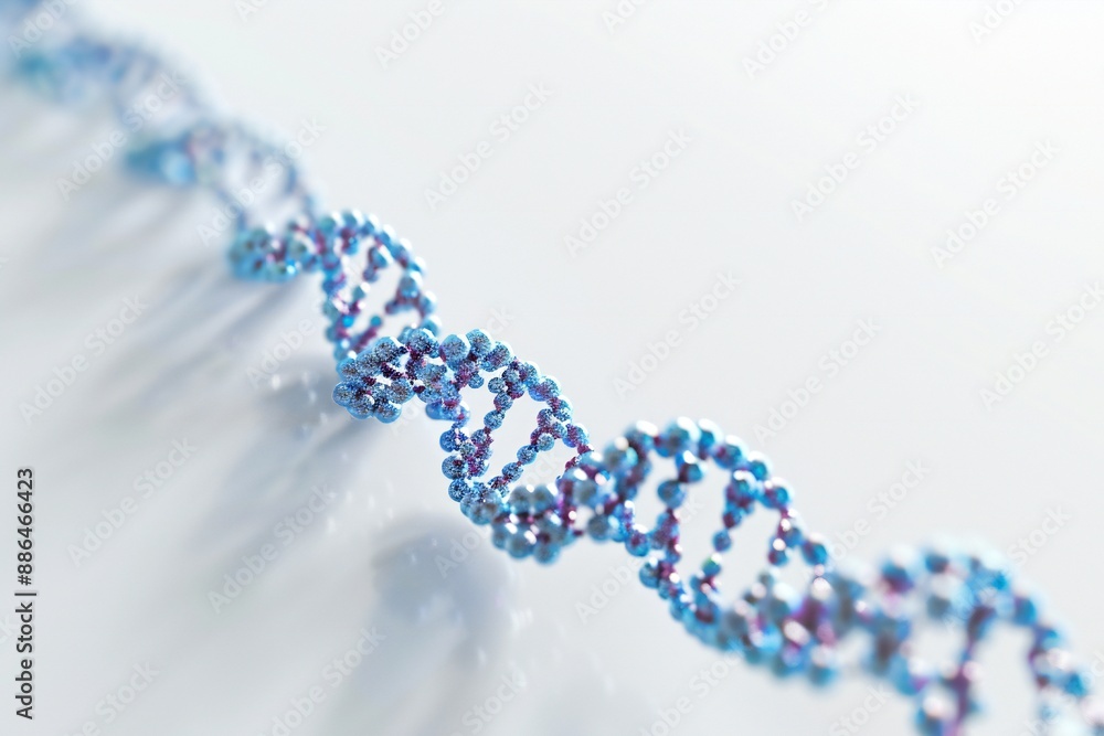 Wall mural human dna molecule thread on white background generative ai