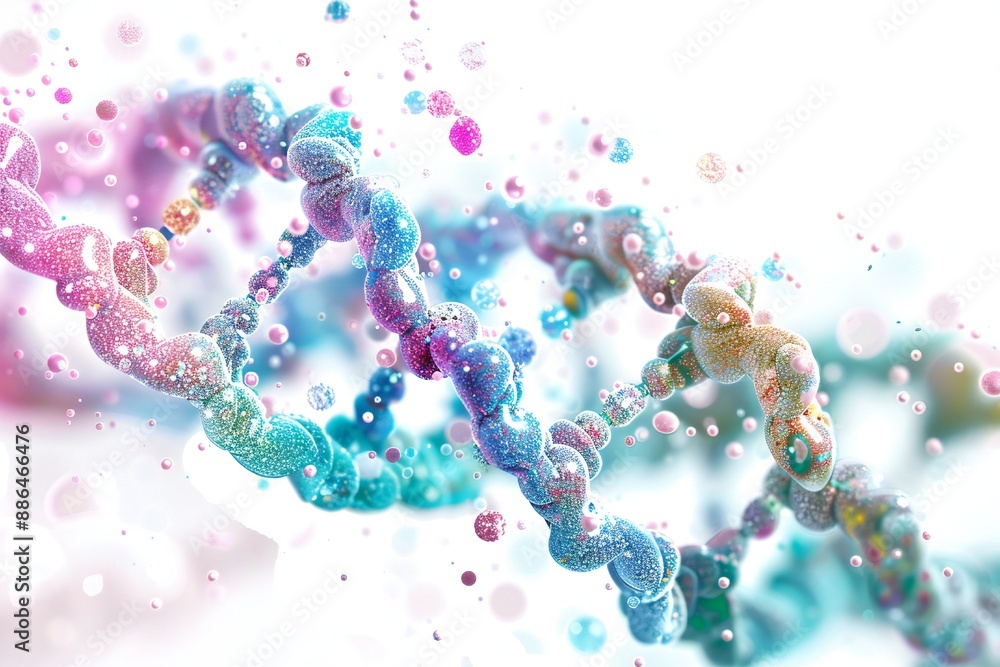 Wall mural human dna molecule thread on white background generative ai
