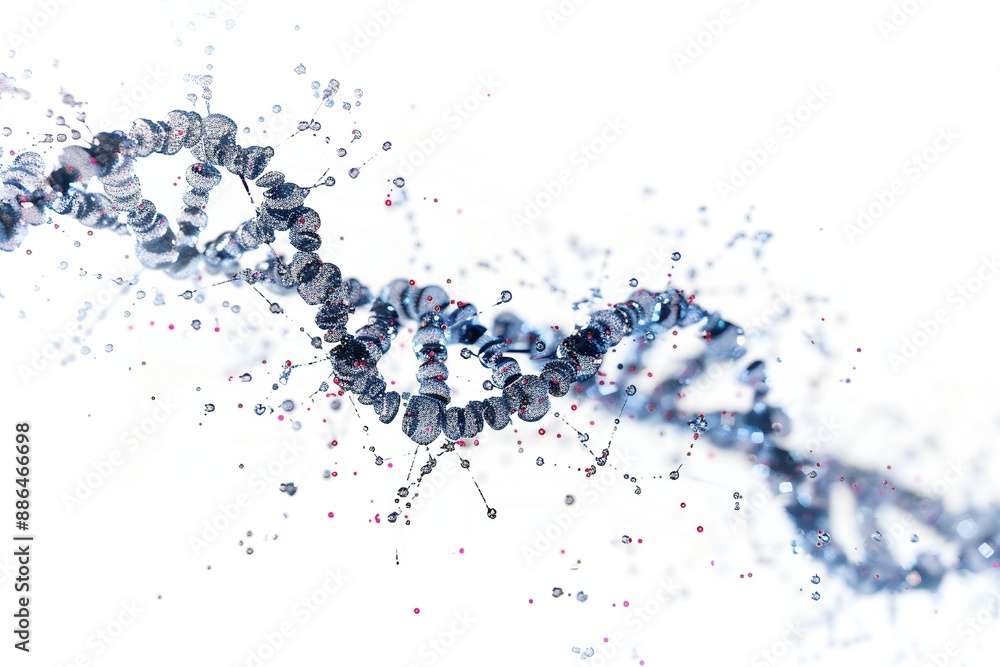Wall mural human dna molecule thread on white background generative ai