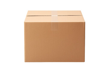 A Simple Cardboard Box, Ready For Its Purpose on a White or Clear Surface PNG Transparent Background