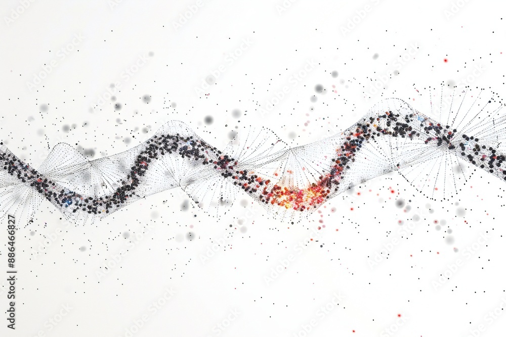 Wall mural human dna molecule thread on white background generative ai