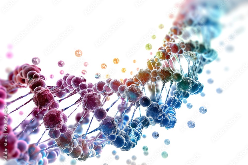 Canvas Prints human dna molecule thread on white background generative ai