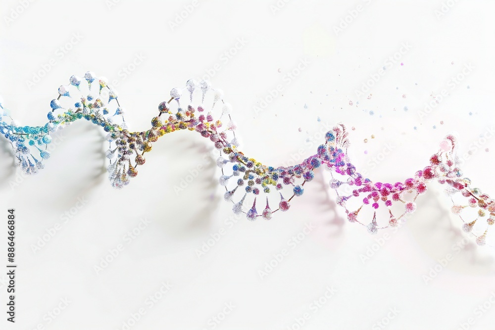 Wall mural human dna molecule thread on white background generative ai