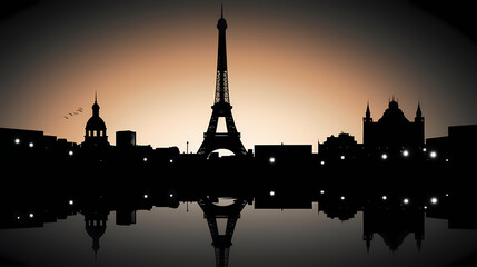 Naklejka premium Silhouette chalk Paris vector image