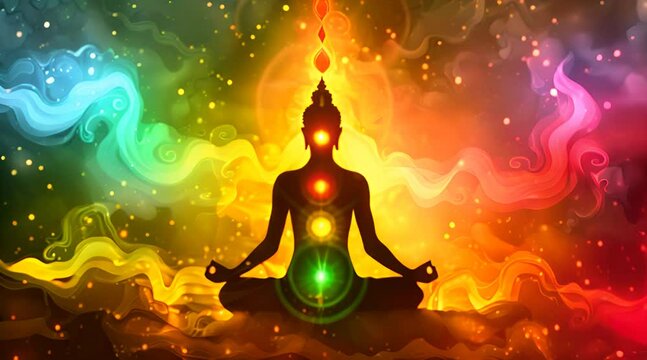 An artistic representation of the chakras. Generate AI Video