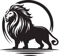 Fototapeta premium Black and white lion vector illustration 