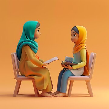 3D Illustration of a Student Learning English