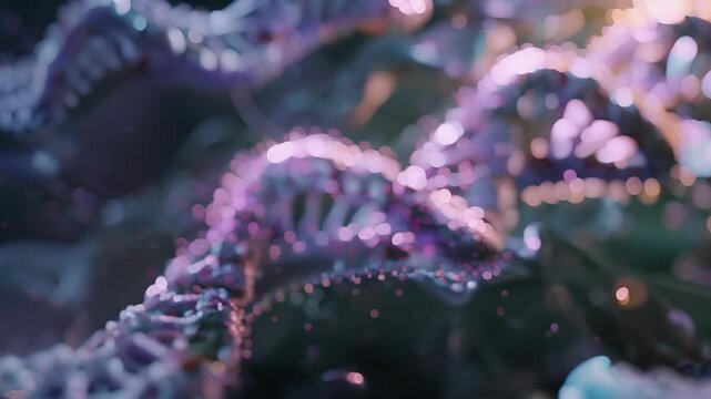A highresolution image of ries actively translating a specific gene showcasing the incredible speed and accuracy of cellular protein production.