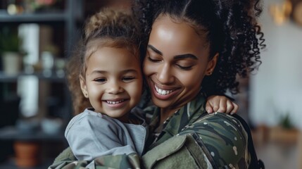 Excited military mom reuniting with her child at home