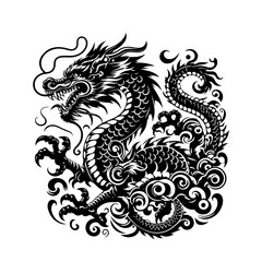 Fototapeta premium black dragon tattoo design
