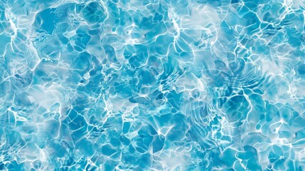 Obraz premium Top view blue water caustics background. Clear ripples pool water texture. Summer vacation