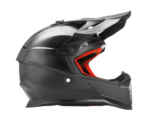 Fototapeta premium Modern motorcycle helmet with visor isolated on white