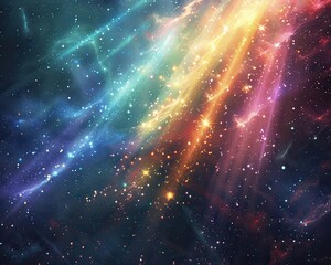 Vibrant cosmic nebula with swirling colors and sparkling stars. Perfect for science fiction, space exploration, and fantasy themes.