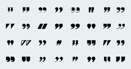Quote mark black sign collection.