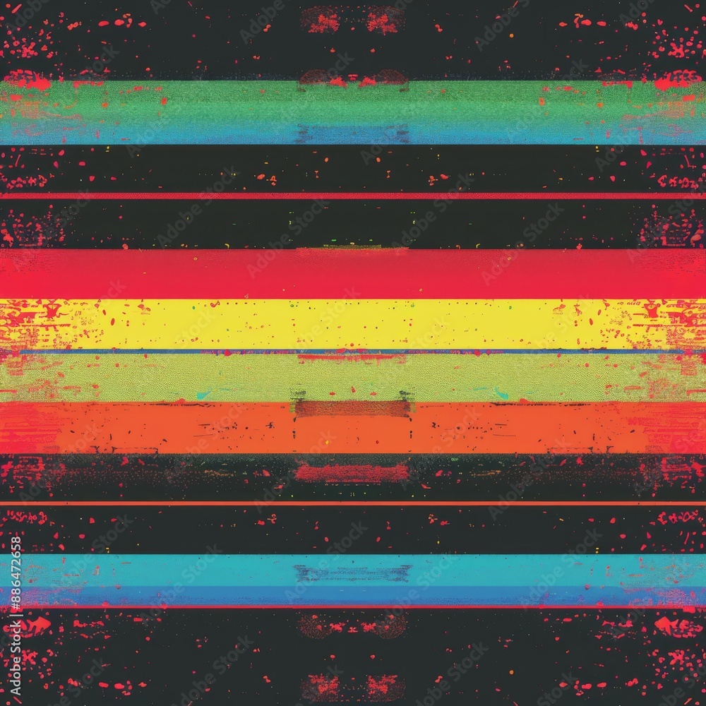 Poster abstract colorful horizontal striped pattern with splashes. digital art graphic