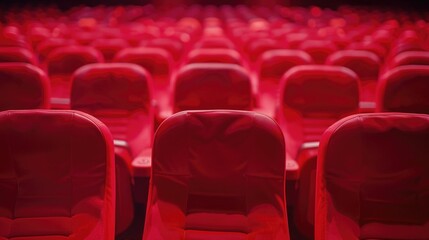Obraz premium Row of red seats in a theater
